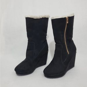 Juicy Couture faux fur wedge heel bootie